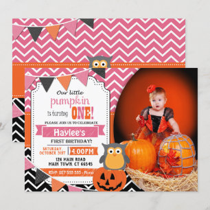 Filles 1er Anniversaire Halloween Invitation