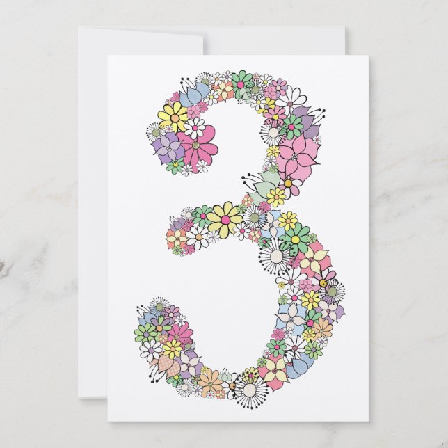 Filles 3e anniversaire fête Invitation personnalis (Devant)