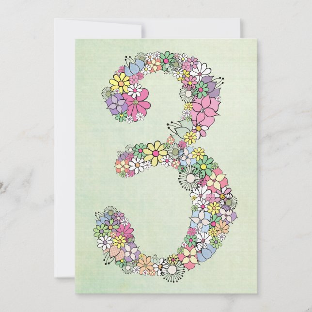 Filles 3e anniversaire fête Invitation personnalis (Devant)