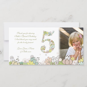 Filles 5e anniversaire Merci de fleurs neutres