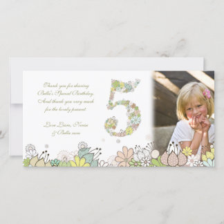 Filles 5e anniversaire Merci de fleurs neutres