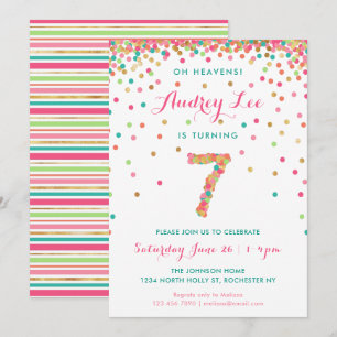 Filles 7e anniversaire Invitation fête d'anniversa
