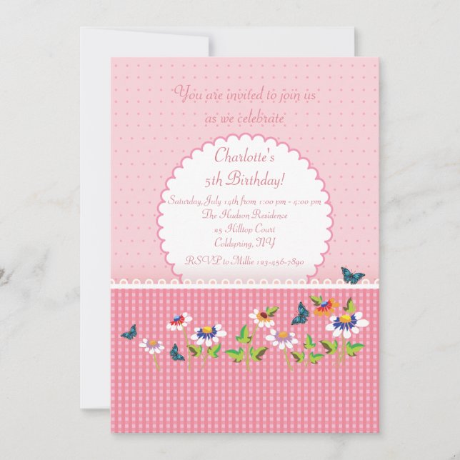 Filles Amour Invitation Rose (Devant)