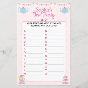 Filles Anniversaire Tea Party A-Z