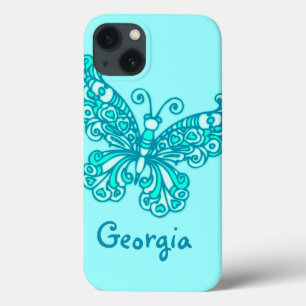 Filles appelées coque ipad de papillon vert aqua