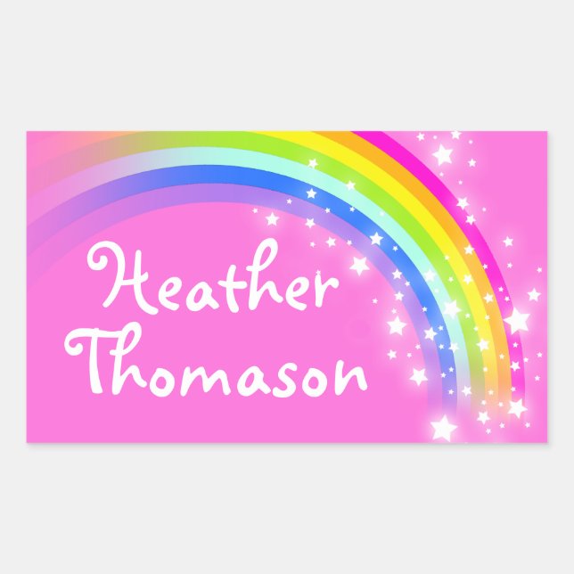 Filles arc-en-ciel nom rose id étiquette autocolla (Devant)
