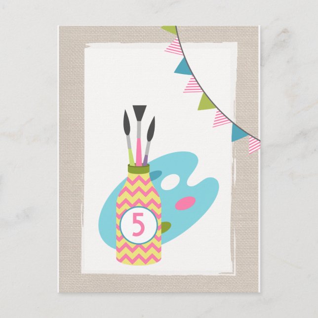 Filles Art Painting Party Anniversaire Carte posta (Devant)
