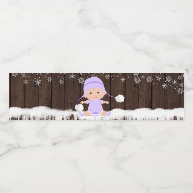 Filles Baby shower à neige Étiquettes de bouteille (Étiquettes simples)