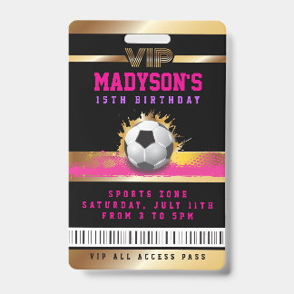 Filles Badge VIP Accès total Football Or Pass Prem