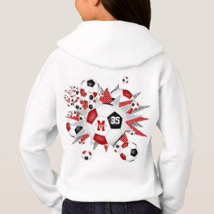 filles balle de football étoiles rouge noir monogr