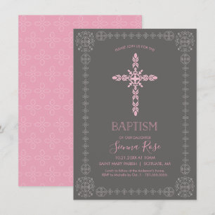 Filles Baptême, Invitation Christening avec Croix