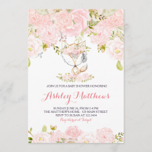 Filles Bébé renard Bébé Douche Invitations