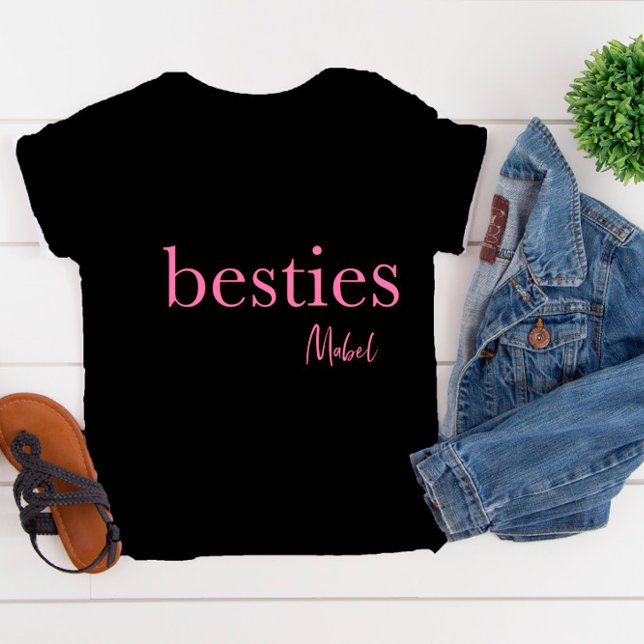 Filles Besties Coeur Rose Noir T-shirt (Créateur téléchargé)