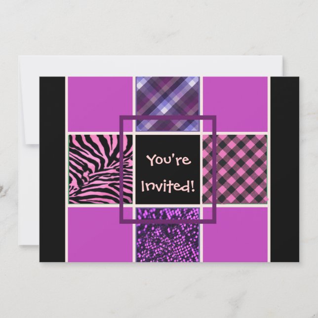 Filles Black Fun Mix Invitations d'anniversaire (Devant)