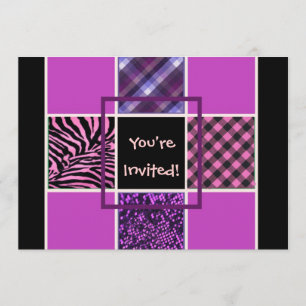 Filles Black Fun Mix Invitations d'anniversaire
