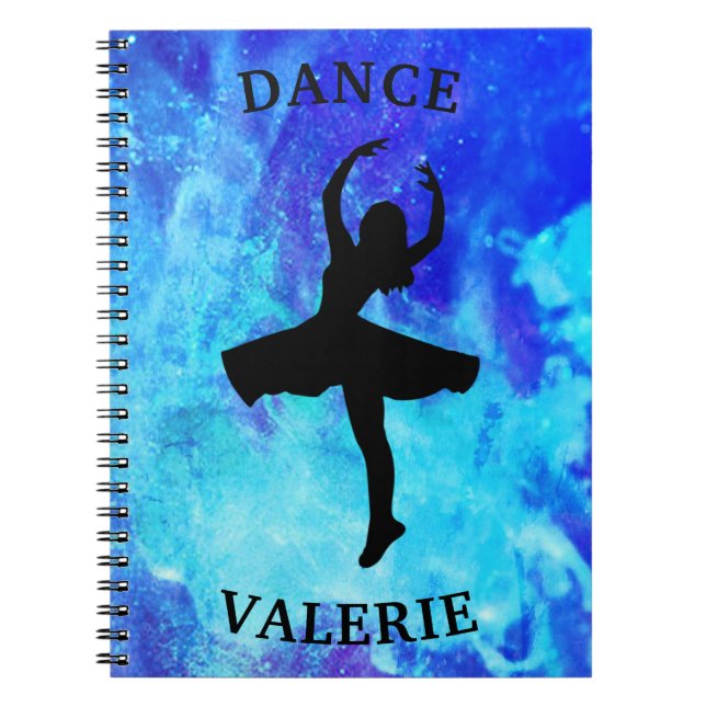 Filles Blue Galaxy Carnet de danse avec nom (Devant)