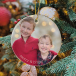 Filles classiques Photo Noël Ornement métallique<br><div class="desc">Téléchargez votre propre photo de frères et soeurs dans ce classique "joyeux et lumineux" ornement moderne. Profitez cette année des visages doux de vos enfants ou petits-enfants sur votre arbre avec ce simple et doux ornement photo rond! Customisez à l'année pour vous souvenir de cette période de votre vie année...</div>