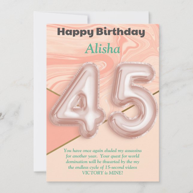 Filles de 45 ans Bonne carte d'anniversaire (Devant)