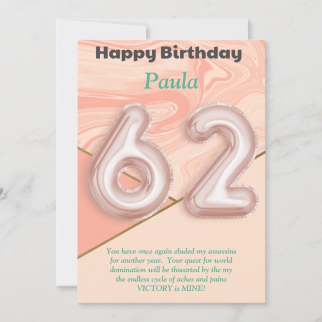Filles de 62 ans Bonne carte d'anniversaire (Devant)
