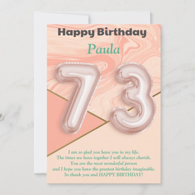 Filles de 73 ans Bonne carte d'anniversaire (Devant)