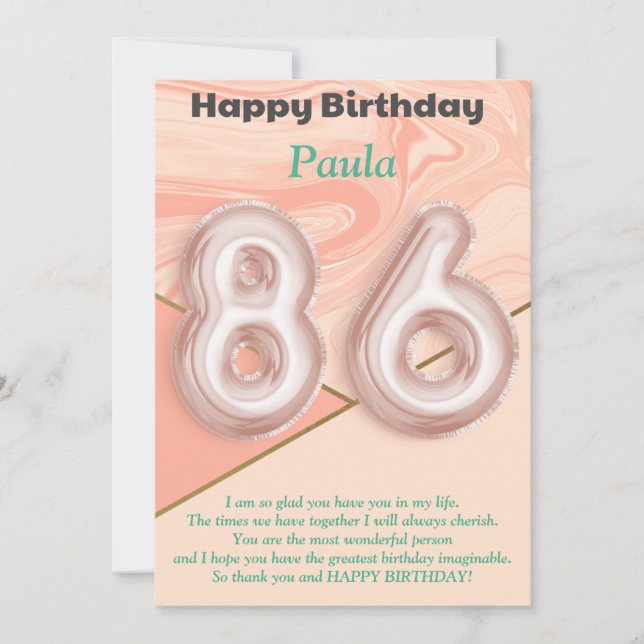 Filles de 86 ans Bonne carte d'anniversaire (Devant)
