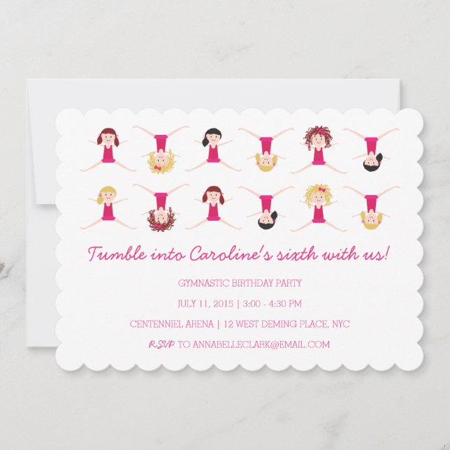 Filles de gymnaste | Invitation d'anniversaire (Devant)