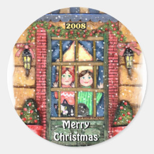 Filles De Neige De Noël Avec Stickers Chat