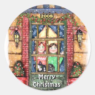 Filles De Neige De Noël Avec Stickers Chat
