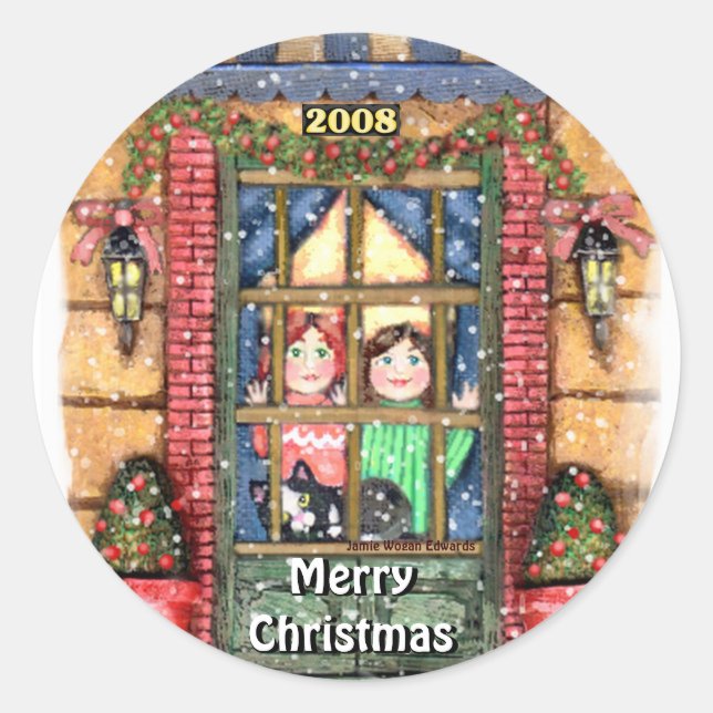 Filles De Neige De Noël Avec Stickers Chat (Devant)