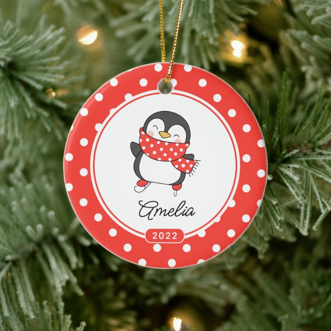 Filles de pingouin de patinage Ornement de Noël (Arbre)