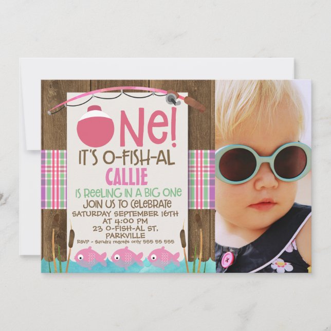 Filles de poisson allié une photo invitation anniv (Devant)