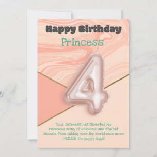 Filles de quatre ans Bonne carte d'anniversaire
