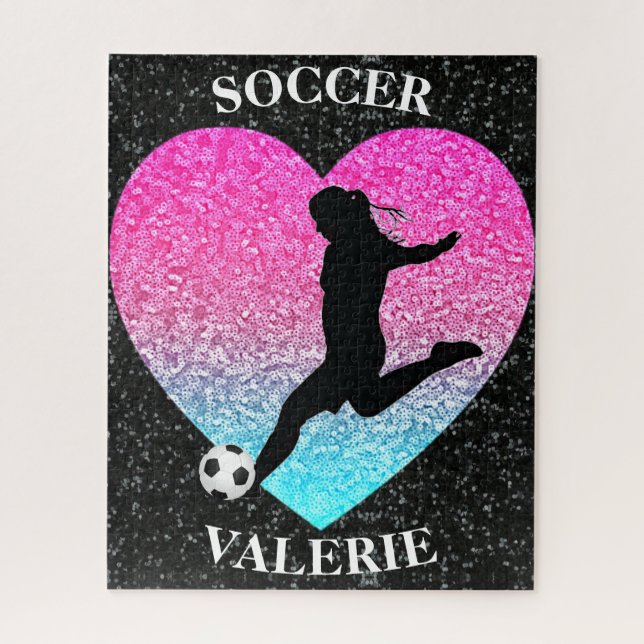 Filles de soccer Glam Personnalisé Jigsaw Puzzle (Vertical)