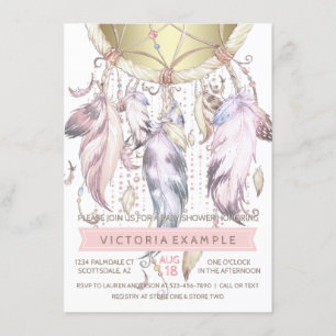 Filles Dream Catcher Baby Shower Invitations