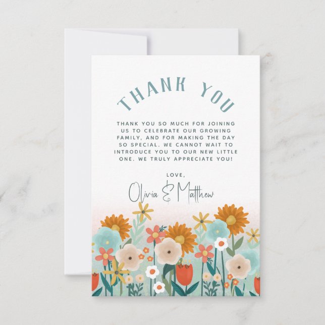 Filles Élégant Merci Floral Baby shower (Devant)