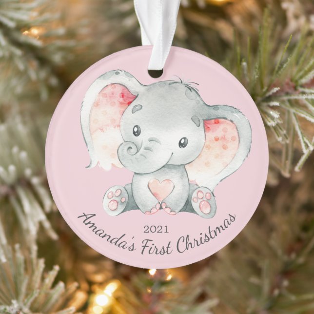 Filles éléphant adorables Premier Noël Ornement (Arbre)
