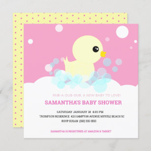 Filles en caoutchouc Ducky Baby Shower Invitations
