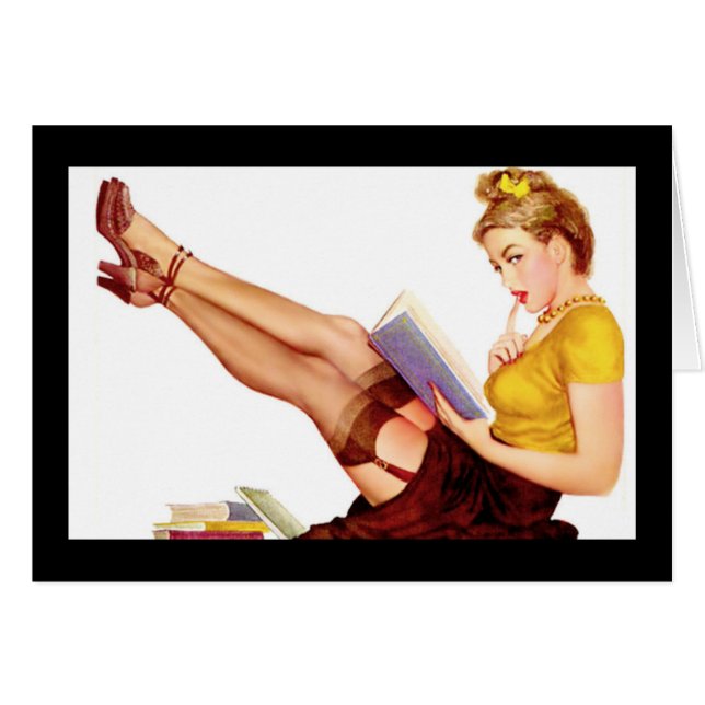 Filles épinglées sur carte Art Vintage Rétro (Devant horizontal)