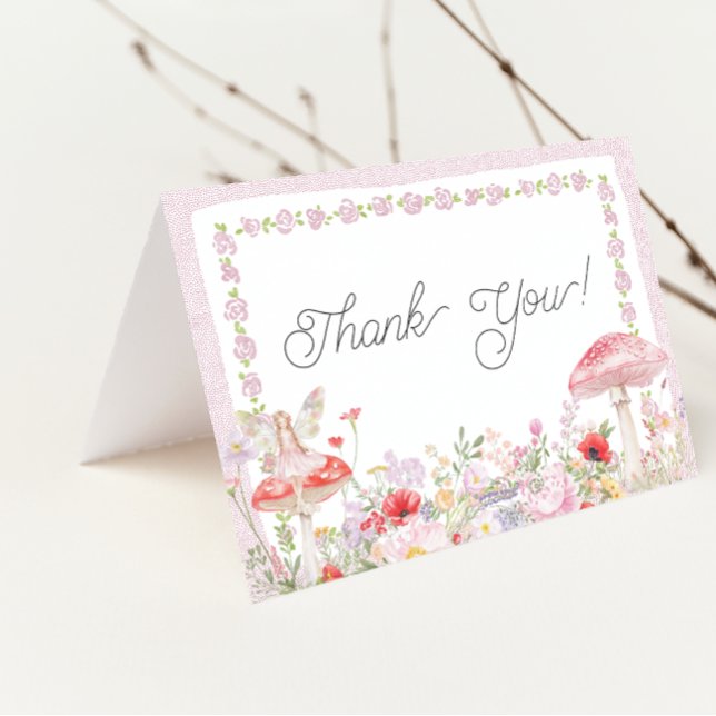 Filles Fairy Garden Merci magique (Girls Fairy Enchanted Garden Birthday Thank You Card)