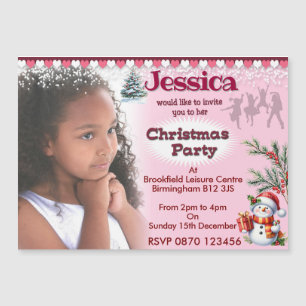 Filles Fête de Noël Photo Invitation magnétique