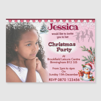 Filles Fête de Noël Photo Invitation magnétique