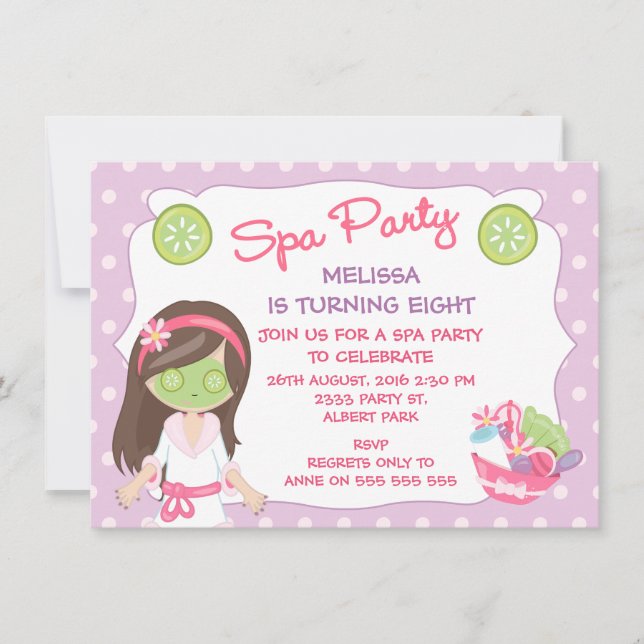 Filles Fête Spa Invitation fête d'anniversaire (Devant)