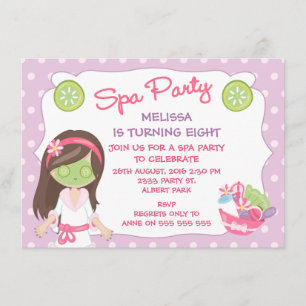 Filles Fête Spa Invitation fête d'anniversaire
