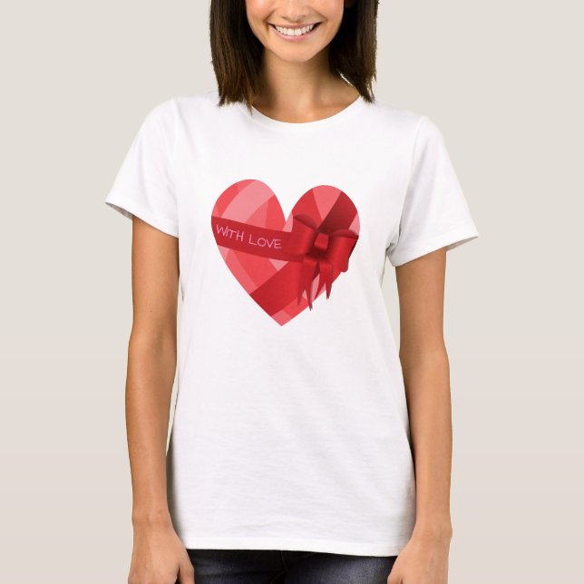Filles Filles Saint-Valentin T-shirt Rouge Coeur A (Devant)