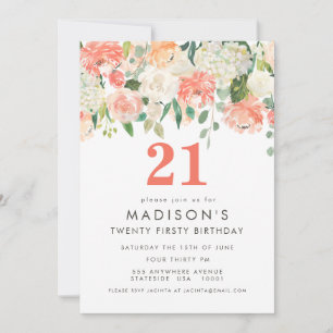 Filles florales peintes douces 21e Invitation d'an