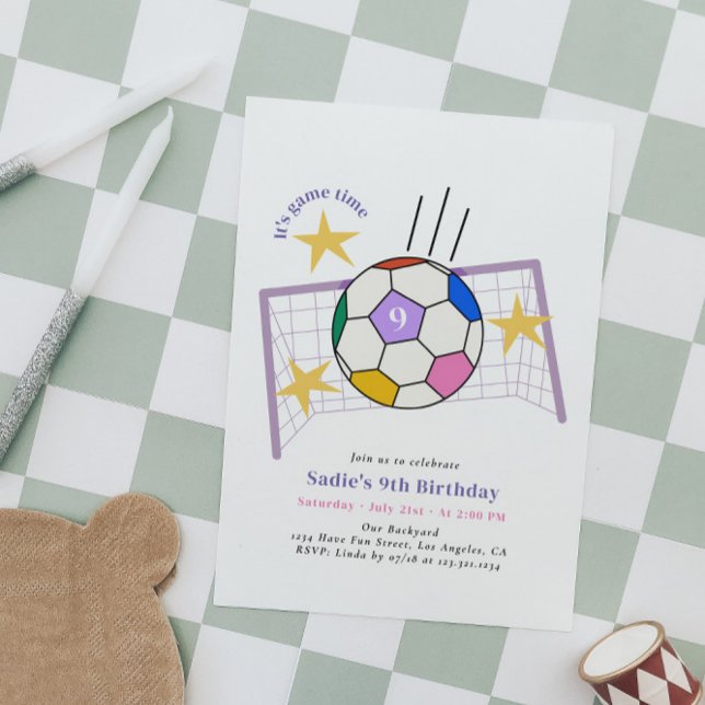 Filles Football Anniversaire Fête Invitation (Créateur téléchargé)