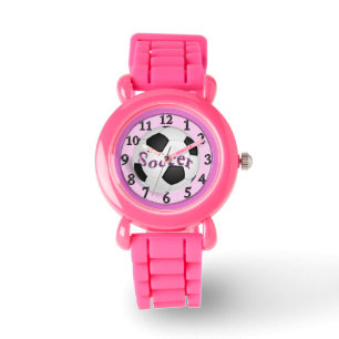 Filles Football rose Montre pour enfants