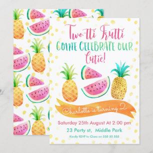 Filles Frutti Deux-tti 2e Invitation anniversaire