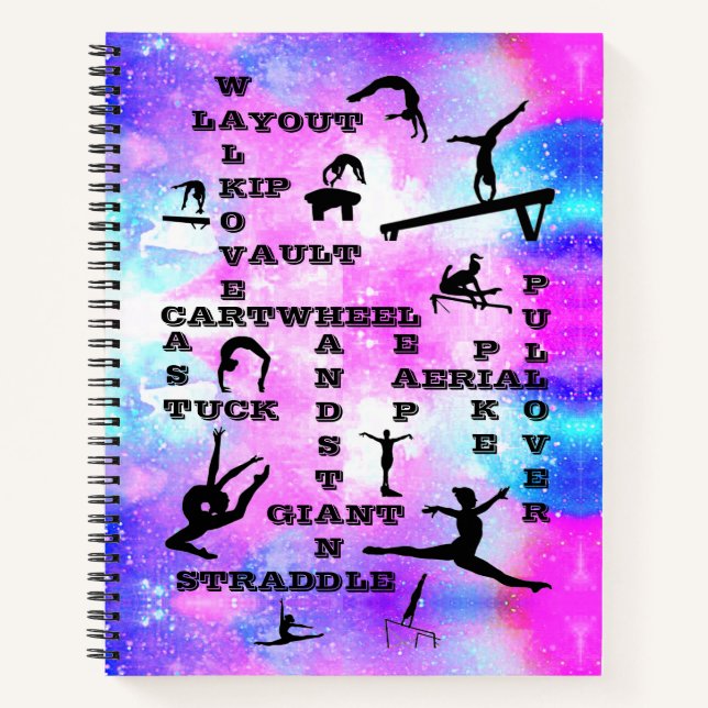 Filles Gymnastique Carnet spirale avec son nom (Devant)