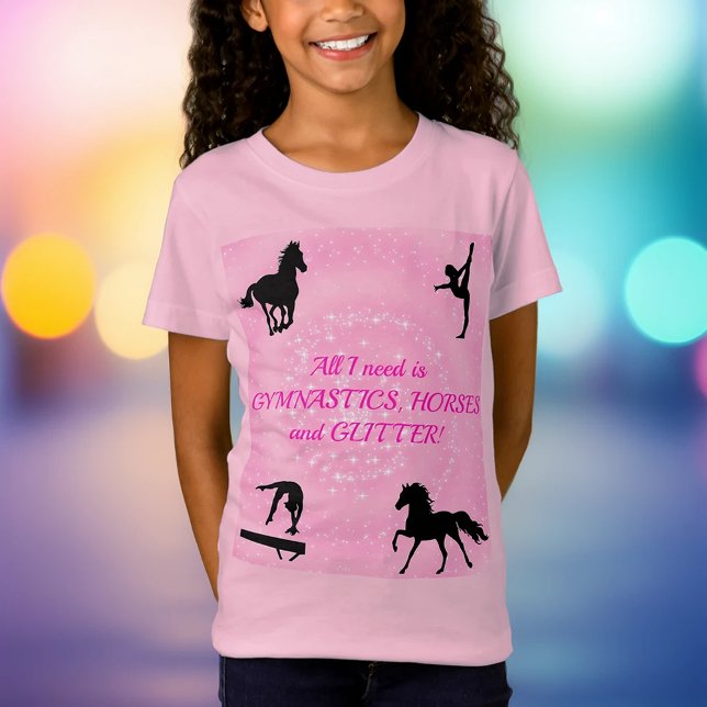 Filles Gymnastique, Chevaux, T-shirt Parties scint (Créateur téléchargé)